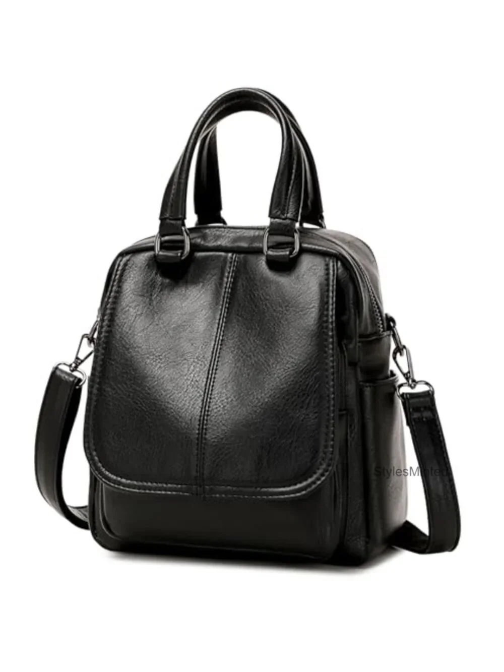 Vegan Leather Small Backpack Purse with 10 Pockets Daypack Travel